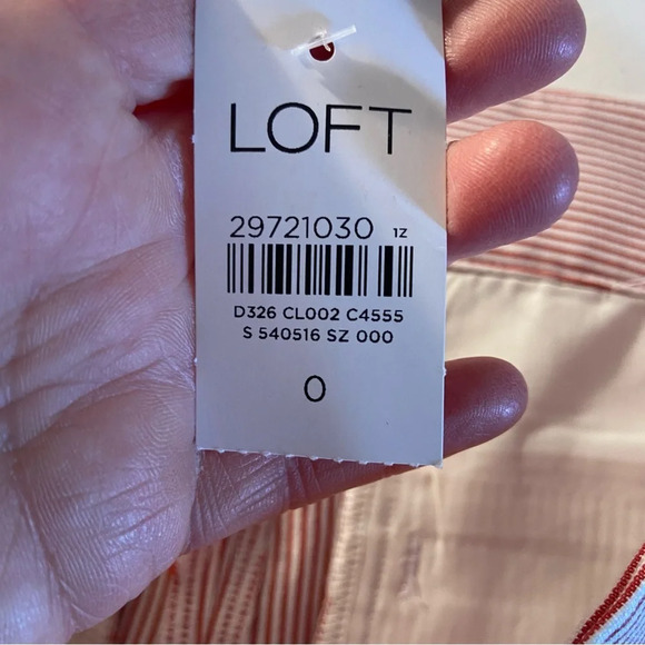 NWT Loft Red White Striped Cropped Wide Leg Flat Front Pants Size 0 Nautical - Picture 6 of 7